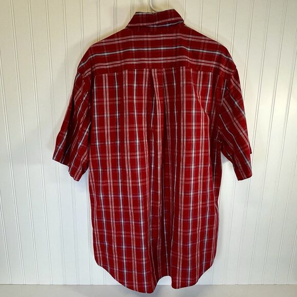 Carhartt Relaxed Fit Button Down Short Sleeve Shirt Mens Size L Plaid Red Blue - Picture 3 of 9